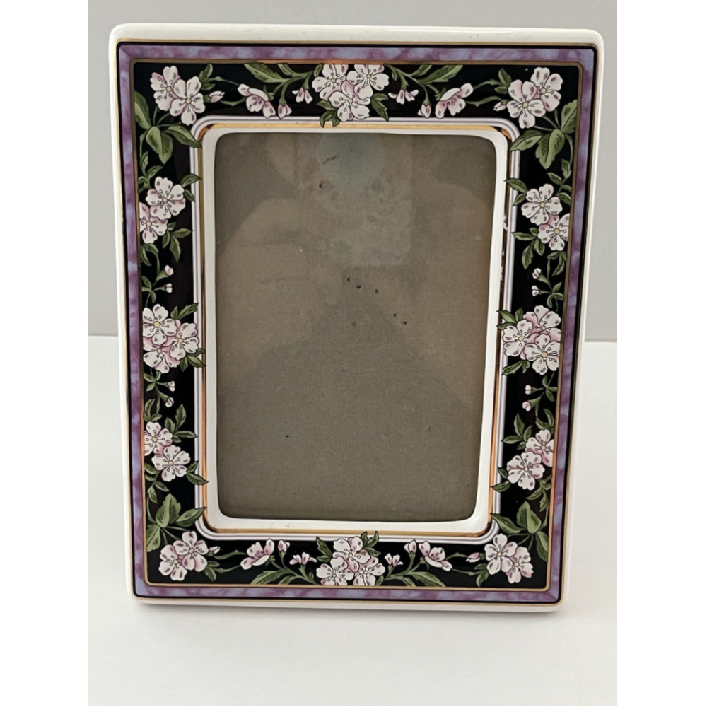 Vintage Traditions Porcelain 3.5x5 Picture Photo Frame Pink Floral Green Leaf